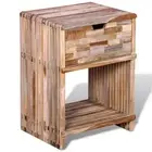 Nightstand with Drawer Reclaimed Teak Wood Bedroom Furniture Storage Moder 41715