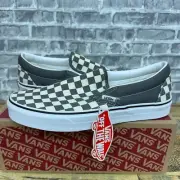 Vans Classic Slip On Checkerboard Pewter Grey Ture White Mens Size 8 New