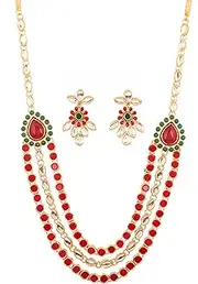 [Touchstone] Contemporary Kundan Collection Indian Bollywood Look Bridal Jewelry Necklace in Antique Gold Tone Women