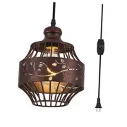 Plug in Pendant Lights with 16Ft Hanging Cord and On/Off Dimmer Switch,