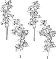 Beatifufu 4 Pcs Crystal Hairpin Bridal Hair Clips Hair Pins for Women Bride Hair Clip Barrettes for Women Rhinestone Bobby Pins Rhinestone Hair Pins Rhinestone Hair Clips Alloy Silver