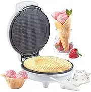Waffle Cone and Bowl Maker for Homemade Ice Cream Cones- Includes Shaper Roller & Bowl Press- Electric Nonstick Waffler Iron Machine for Sundaes or DIY Dessert, Summer BBQ Gift Treat for Kids Adults