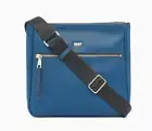 New DKNY Maxine Messenger Leather Light Midnight Blue