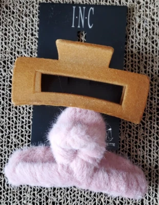 I.N.C. International Concepts Hair Clips Tan And Dusty Pink (2 Pack) J4