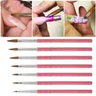 #2-#14 Acrylic Nail Brush Nail Art Kolinsky Sable Hair Pink Metal Handle Tool☆