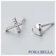 Porabella925純銀鋯石耳環 不對稱 情侶款 十字愛心百搭 穿洞式耳環 Earrings VIP尊榮包裝