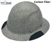DAX Actual Carbon Fiber Full Brim Lift Safety Hard Hat - Textured Stone