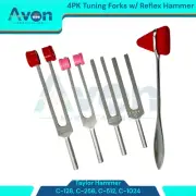 Tuning Forks Set of 4 + Taylor Reflex Percussion Mallet (5Pcs Kit) Neuro Testing