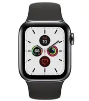 Apple Watch Series 5 - 32GB - Space Grey-Aluminum-Sport Band-Black - GPS - 44mm - Space Grey - Aluminum - Black - Sport Band - Rubber - Refurbished (Good Condition)