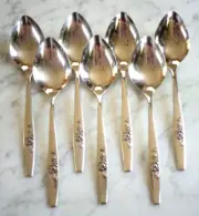 1881 Rogers Stainless Oneida Ltd Our Rose 6 3/4 inch Set of 7 Table Soup Spoons