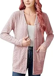 [Generic] Soft Mint Open-Front Cardigan - Textured Cable Knit Design with Functional Pockets, Relaxed Fit for Everyday Wear