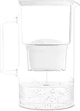 Wessper Glass Water Filter Jug, 3 L, Compatible with Brita Water Filter Cartridges, Includes 1 Water Filter Cartridge, Reduces Limescale and Chlorine, White