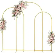 Fomcet Metal Arch Backdrop Stand Set of 3 Gold Wedding Arch Stand 7.2FT & 6.6FT & 6FT Arched Backdrop Frame for Birthday Party Baby Shower Graduation Ceremony Decoration