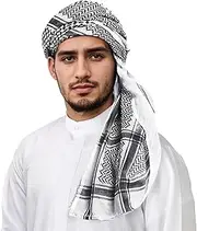[MCJC] Traditional Keffiyeh Arab Headscarf, Muslim Turban Headwear, Saudi Dubai Style