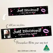 PERSONALISED Just Divorce Break Up Party Banner Canvas Decoration Separation