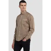 Replay Mens Plain Shirt Twill Long Sleeve w/ Pocket Brown