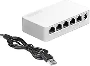 Ysyaxsyt 5 Port 100Mbps Ethernet Switch Mini Portable Network Hub with USB Cable Oxygen-Free Copper for Home Dormitory Office