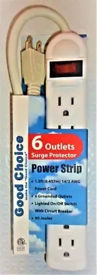 Good Choice 6 Outlets Power Strip Surge Protector, 1.5 Ft. 14/3 AWG Power Cord #