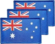 3Pcs Australia Australian Flag Patch 2x3 Inch, Hook Loop Tactical Embroidered Armband Country Flag Patches for Backpack Hat Vest Jacket.