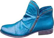 [Lausiuoe] Boots For Women Ankle Booties Flat Comfort Classic Ankle Boots Western Casual Dressy Wide Width Boot Pull-On