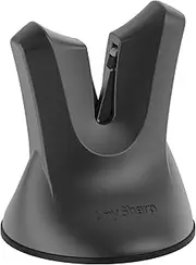 AnySharp – XBLADE – Hands Free Knife Sharpener - Easy to Use Sharpening Tool w/PowerGrip Suction Base and Self-Adjust Angles 12.5deg to 22.5deg - for All Knives: Chef’s, Serrated, Cleavers - Gunmetal