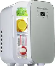 10L Mini Fridge Cosmetic Refrigerator Electric Reefer Digital Display Car Refrigerator With Temperature Control Food Heating & Cooling Cooler For Car/Camping/Travel AC+DC Power Compatibility(White,Sin