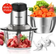 Food Processor 2L+2L Bowls Chopper Bi-Level Blades Mini Grinder Kitchen Electric