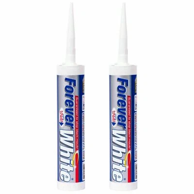 2x Everbuild Forever White or Clear Protection Against Mould Silicone Sealant