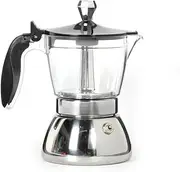 zaoalife 6-Cup Transparent Moka Pot Coffee Maker - Stainless Steel Moka Pot StoveTop Brewing Coffee Makers 300ml Coffee Machine with Clear Chamber