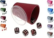DiceCupFlex - Flexible Dice Cup with Lid Including 5 Dice - Made in Germany (Dark Red)