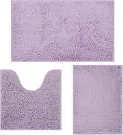 Bathroom Rugs Sets 3 Piece Chenille Bath Rug Non-Slip Bath Mats with Soft Plush