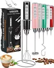 Milk Frother w/ Stand Rechargeable-Handheld Frother w/ 3 Stainless Whisk-3 Speed