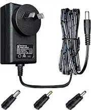 12V 1A 12W 1.8M Long Power Supply Adapter, AC DC Switching Adapter (Input 100-240V, Output 12Volt 1Amp 1000mA), Wall Mount Transformer Plug with 3 Interchangeable Jacks, SAA Certified