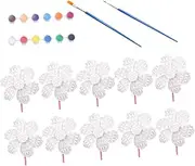 Hohopeti Unfinished Windmill Craft for Boys and Girls 14pc DIY Paper Windmill Kit 6 Pigment Brushes Boys and Girls Painting Toy
