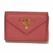 PRADA Prada Saffiano Mini Wallet Peonia Begonia Bicolor Pink Billfold Card Case
