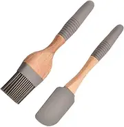 Totority Essential Baking Tools Set Silicone Brush Scraper Soft Wood Handle Compact Easy to Store