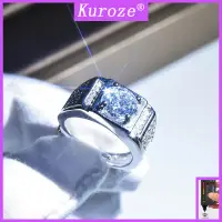 在飛比找蝦皮購物優惠-Kuroze 新款鍍pt950霸氣男士開口戒指鑲嵌紅寶石鍍1
