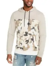 Sun + Stone Mens Beige Hooded Camouflage Sweater LS Pullover XL Drawstring