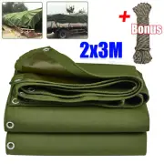 2MX3M Waterproof Canvas Tarp Tarpaulin Tarps Cover for Roof, Boat, Camp, Canopy