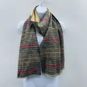 Top It Off Womens One Size Reversible Plaid & Solid Fringe Scarf Viscose 1390