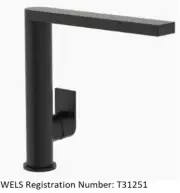 Caroma CLARK ROUND SQUARE SINK MIXER Swivel Spout, MATTE BLACK CL10026.B4A