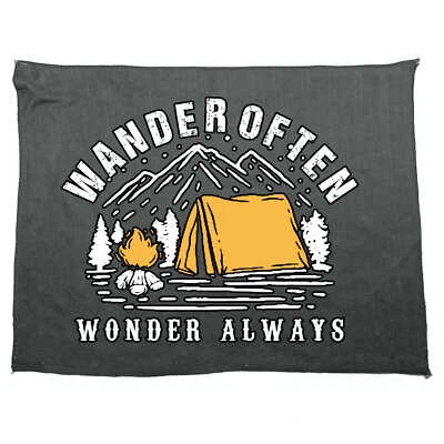 Wander Often Wonder Always Camping Hiking - Funny Microfiber Gym Sports Towel
