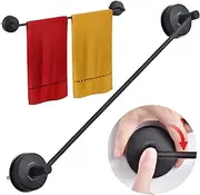 YOHOM Stainless Steel Suction Towel Rail 55cm - Bathroom Hand Towel Bar, Shower Washcloth Holder, Kitchen Tea Towel Holder - Wall Mounted, Vacuum Suction, Matte Black (22-Inch)