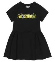 [Moschino Kids] Moschino Kids Logo cotton-blend jersey dress Y 6 black