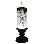 Gerson Halloween White Lighted Foggy Smoke Spider Web Water Globe Candle