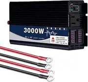 3000W DC 12V/24V/48V/60V/72V Pure Sine Wave Inverter Charger Split Phase DC Input AC Output 110V/220V Low Frequency Solar Power Inverter Converter for RV, Truck, Outdoor,Dc 48v,AC 220V 50Hz