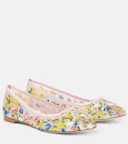 [Manolo Blahnik] Manolo Blahnik Verdino embroidered mesh ballet flats AU 5 pink