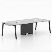 HOLGVE Conference Table, 94.4" W X 47.2" D Large Meeting Room Desk, for 10-12 People, for Office Podcast Computer Desk, with Metal Frame Training Table, with Grommet Seminar Table