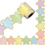 Whaline 32.8ft Star Bulletin Board Border Pastel Color Star Die-Cut Rolled Border Trim with Gold Edge for Classroom Chalkboard Wall Decoration