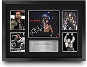 HWC Trading FR A3 Roman Reigns Wrestling Gifts Printed Signed Autograph Picture for WWE & WWF Memorabilia Fans - A3 Framed